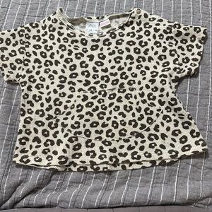 Zara Beige and Brown Animal Print Knit Top